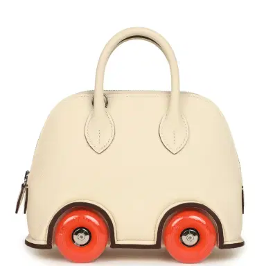 HERMÈS Hermes Bolide On Wheels 1923 Nata, Orange Epsom Palladium Hardware | Thumbnail 4 HERMÈS Hermes Bolide On Wheels 1923 Nata, Orange Epsom Palladium Hardware | Thumbnail 4