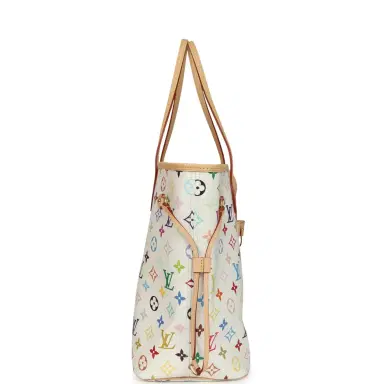 Louis Vuitton Louis Vuitton x Takashi Murakami Neverfull MM White Multicolored Monogram Gold Hardware | Thumbnail 3 Louis Vuitton Louis Vuitton x Takashi Murakami Neverfull MM White Multicolored Monogram Gold Hardware | Thumbnail 3