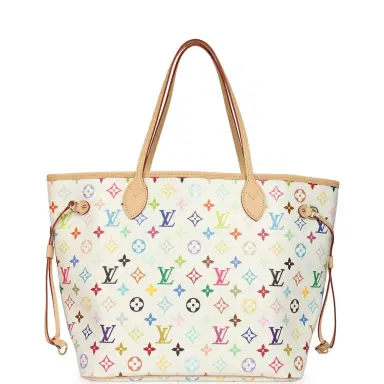 Louis Vuitton Louis Vuitton x Takashi Murakami Neverfull MM White Multicolored Monogram Gold Hardware | Thumbnail 4 Louis Vuitton Louis Vuitton x Takashi Murakami Neverfull MM White Multicolored Monogram Gold Hardware | Thumbnail 4