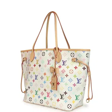 Louis Vuitton Louis Vuitton x Takashi Murakami Neverfull MM White Multicolored Monogram Gold Hardware | Thumbnail 5 Louis Vuitton Louis Vuitton x Takashi Murakami Neverfull MM White Multicolored Monogram Gold Hardware | Thumbnail 5