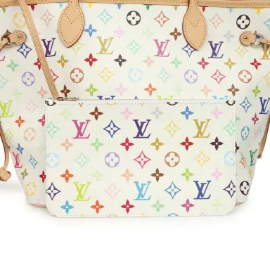 Louis Vuitton Louis Vuitton x Takashi Murakami Neverfull MM White Multicolored Monogram Gold Hardware | Thumbnail 7 Louis Vuitton Louis Vuitton x Takashi Murakami Neverfull MM White Multicolored Monogram Gold Hardware | Thumbnail 7