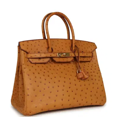 HERMÈS Pre-owned Hermes Birkin 35 Cognac Ostrich Gold Hardware | Thumbnail 2 HERMÈS Pre-owned Hermes Birkin 35 Cognac Ostrich Gold Hardware | Thumbnail 2
