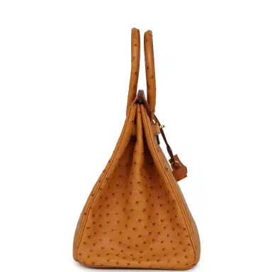 HERMÈS Pre-owned Hermes Birkin 35 Cognac Ostrich Gold Hardware | Thumbnail 3 HERMÈS Pre-owned Hermes Birkin 35 Cognac Ostrich Gold Hardware | Thumbnail 3