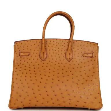 HERMÈS Pre-owned Hermes Birkin 35 Cognac Ostrich Gold Hardware | Thumbnail 4 HERMÈS Pre-owned Hermes Birkin 35 Cognac Ostrich Gold Hardware | Thumbnail 4
