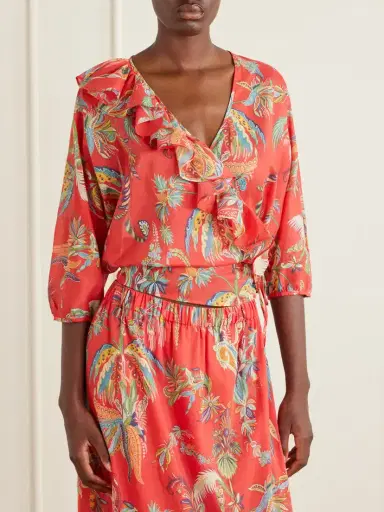 Etro Ruffled Printed Cotton Blouse | Thumbnail 3 Etro Ruffled Printed Cotton Blouse | Thumbnail 3