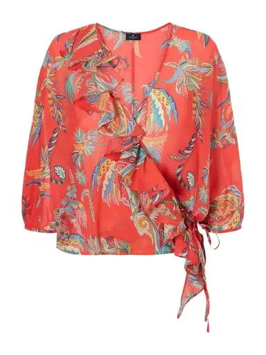 Etro Ruffled Printed Cotton Blouse | Thumbnail 1 Etro Ruffled Printed Cotton Blouse | Thumbnail 1