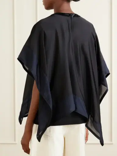 Sacai Layered Cotton-trimmed Satin Blouse | Thumbnail 3 Sacai Layered Cotton-trimmed Satin Blouse | Thumbnail 3