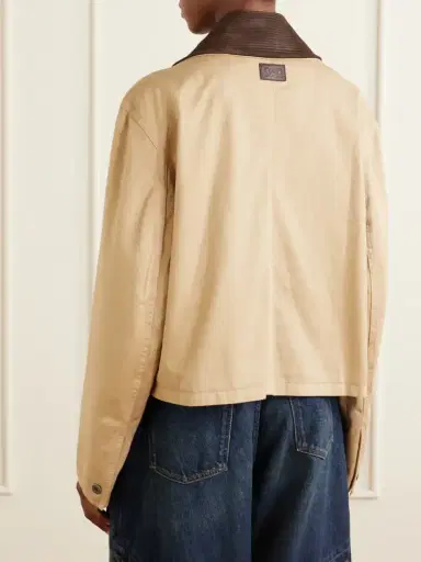 Loewe Cropped Belted Corduroy-trimmed Cotton-gabardine Jacket | Thumbnail 4 Loewe Cropped Belted Corduroy-trimmed Cotton-gabardine Jacket | Thumbnail 4