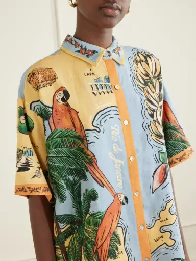 Farm Rio Beaches Path Printed Linen-blend Shirt | Thumbnail 5 Farm Rio Beaches Path Printed Linen-blend Shirt | Thumbnail 5