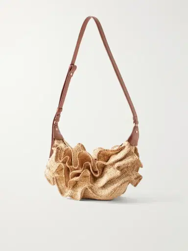 Zimmermann Goldentime Ruffled Leather-trimmed Raffia Shoulder Bag | Thumbnail 4 Zimmermann Goldentime Ruffled Leather-trimmed Raffia Shoulder Bag | Thumbnail 4