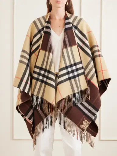 Burberry Fringed Checked Cashmere And Wool-blend Cape | Thumbnail 3 Burberry Fringed Checked Cashmere And Wool-blend Cape | Thumbnail 3