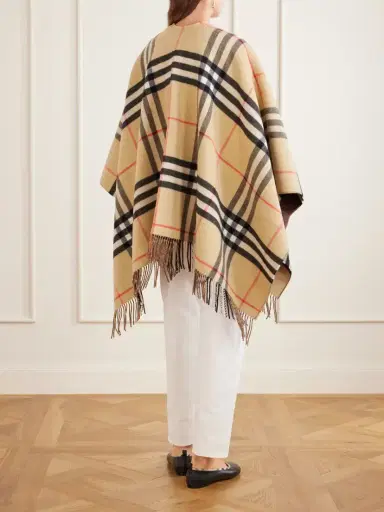 Burberry Fringed Checked Cashmere And Wool-blend Cape | Thumbnail 4 Burberry Fringed Checked Cashmere And Wool-blend Cape | Thumbnail 4