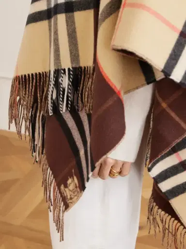 Burberry Fringed Checked Cashmere And Wool-blend Cape | Thumbnail 5 Burberry Fringed Checked Cashmere And Wool-blend Cape | Thumbnail 5