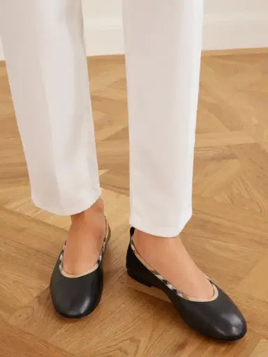 Burberry Check-trimmed Leather Ballet Flats | Thumbnail 2 Burberry Check-trimmed Leather Ballet Flats | Thumbnail 2