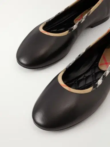 Burberry Check-trimmed Leather Ballet Flats | Thumbnail 5 Burberry Check-trimmed Leather Ballet Flats | Thumbnail 5