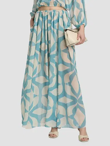 MISA Los Angeles Women's Nila Printed A-Line Maxi Skirt - Mosaic Sky | Thumbnail 3 MISA Los Angeles Women's Nila Printed A-Line Maxi Skirt - Mosaic Sky | Thumbnail 3