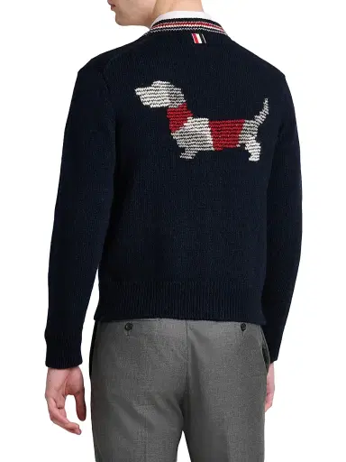 Thom Browne Men's Donegal RWB Stripe Wool-Mohair Cardigan - Navy - Size XXL | Thumbnail 5 Thom Browne Men's Donegal RWB Stripe Wool-Mohair Cardigan - Navy - Size XXL | Thumbnail 5