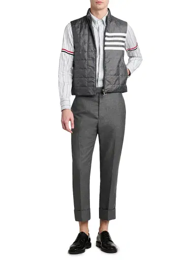 Thom Browne Men's 4-Bar Shiny Ripstop Liner Vest | Thumbnail 2 Thom Browne Men's 4-Bar Shiny Ripstop Liner Vest | Thumbnail 2