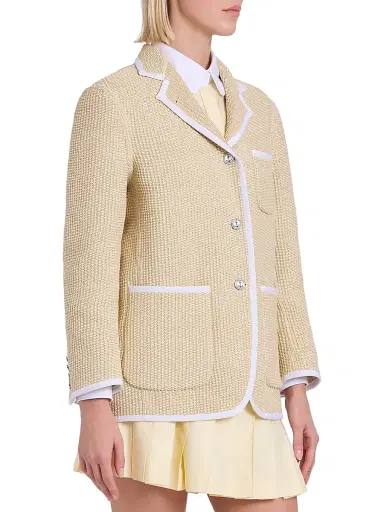 Thom Browne Women's Straw Piping Soft Shoulder Sport Coat - Muslin - Size 4 | Thumbnail 4 Thom Browne Women's Straw Piping Soft Shoulder Sport Coat - Muslin - Size 4 | Thumbnail 4