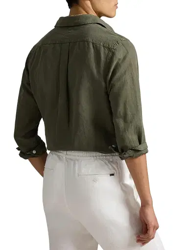 Polo Ralph Lauren Men's Linen-Silk Canvas Utility Shirt - Olive | Thumbnail 4 Polo Ralph Lauren Men's Linen-Silk Canvas Utility Shirt - Olive | Thumbnail 4
