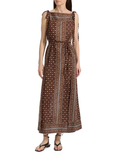 DÔEN Women's Amarante Shell-Print Cotton Maxi Dress - Terre Foulard De La Mer | Thumbnail 3 DÔEN Women's Amarante Shell-Print Cotton Maxi Dress - Terre Foulard De La Mer | Thumbnail 3