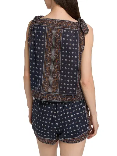 DÔEN Women's Amalia Shell-Print Cotton Top - Bleu Foulard De La Mer | Thumbnail 5 DÔEN Women's Amalia Shell-Print Cotton Top - Bleu Foulard De La Mer | Thumbnail 5