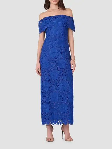 Shoshanna Women's Avril Floral Lace A-Line Midi Dress - Cobalt | Thumbnail 2 Shoshanna Women's Avril Floral Lace A-Line Midi Dress - Cobalt | Thumbnail 2