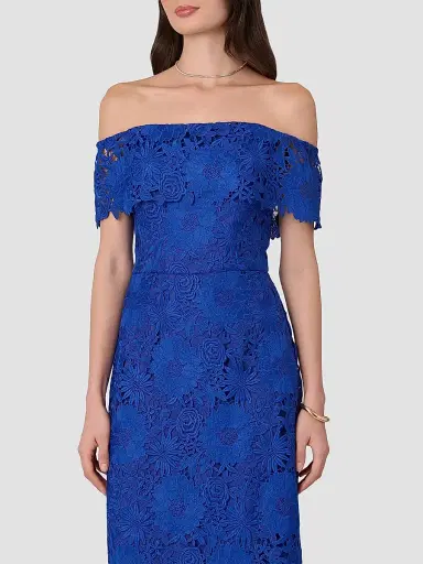 Shoshanna Women's Avril Floral Lace A-Line Midi Dress - Cobalt | Thumbnail 4 Shoshanna Women's Avril Floral Lace A-Line Midi Dress - Cobalt | Thumbnail 4