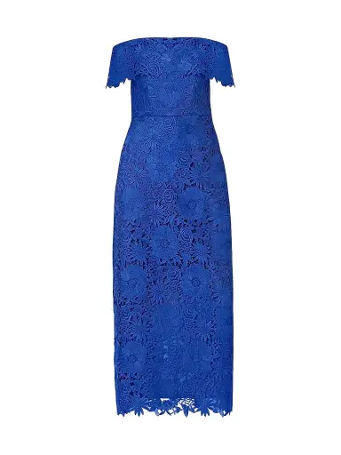 Shoshanna Women's Avril Floral Lace A-Line Midi Dress - Cobalt | Thumbnail 1 Shoshanna Women's Avril Floral Lace A-Line Midi Dress - Cobalt | Thumbnail 1