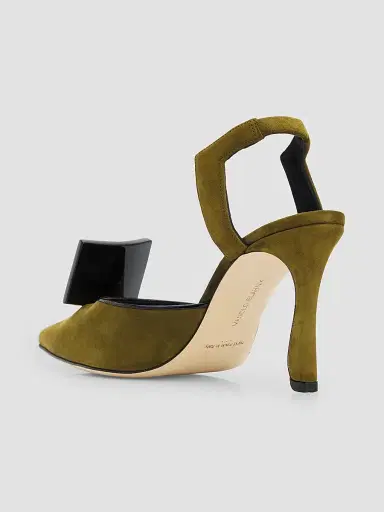 Manolo Blahnik Women's Domitila 90MM Suede Stiletto Pumps | Thumbnail 4 Manolo Blahnik Women's Domitila 90MM Suede Stiletto Pumps | Thumbnail 4
