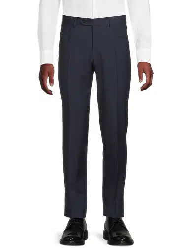 Canali Men's Classic Solid Dress Trousers - Navy | Thumbnail 3 Canali Men's Classic Solid Dress Trousers - Navy | Thumbnail 3