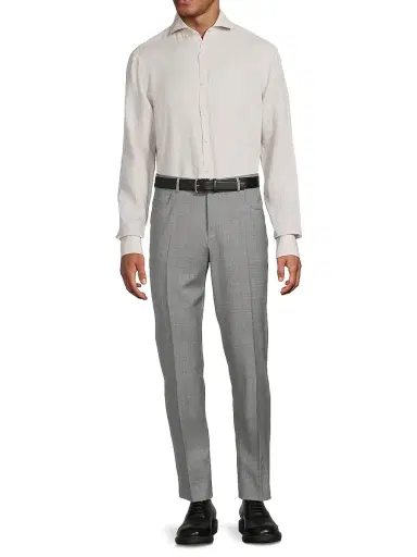 Canali Men's Linen Sport Shirt - Light Tan | Thumbnail 2 Canali Men's Linen Sport Shirt - Light Tan | Thumbnail 2