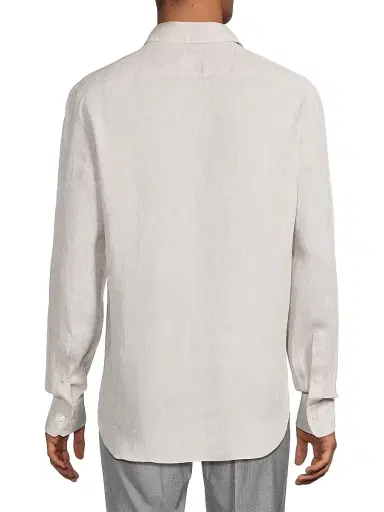 Canali Men's Linen Sport Shirt - Light Tan | Thumbnail 5 Canali Men's Linen Sport Shirt - Light Tan | Thumbnail 5