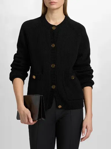 TOTEME Women's Hammered Button Cotton Cardigan | Thumbnail 3 TOTEME Women's Hammered Button Cotton Cardigan | Thumbnail 3