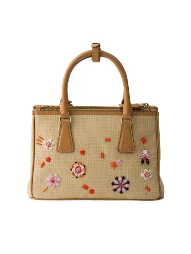 Prada Women's Galleria Small Canvas and Leather Embroidered Top Handle Bag | Thumbnail 3 Prada Women's Galleria Small Canvas and Leather Embroidered Top Handle Bag | Thumbnail 3