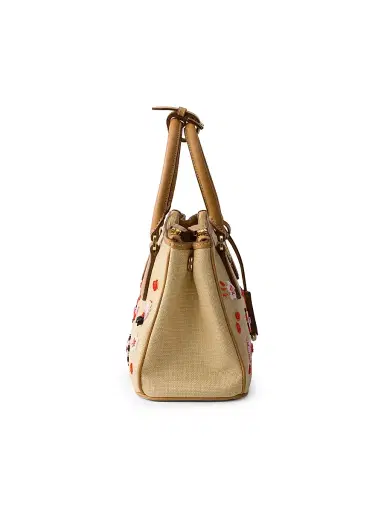 Prada Women's Galleria Small Canvas and Leather Embroidered Top Handle Bag | Thumbnail 4 Prada Women's Galleria Small Canvas and Leather Embroidered Top Handle Bag | Thumbnail 4