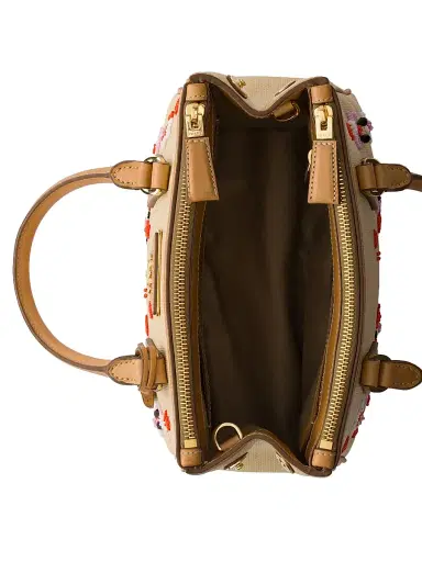 Prada Women's Galleria Small Canvas and Leather Embroidered Top Handle Bag | Thumbnail 5 Prada Women's Galleria Small Canvas and Leather Embroidered Top Handle Bag | Thumbnail 5