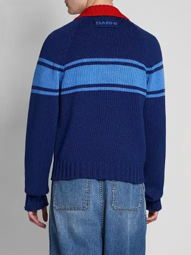 Marni Men's Colorblocked Cotton Zip-Front Cardigan | Thumbnail 3 Marni Men's Colorblocked Cotton Zip-Front Cardigan | Thumbnail 3