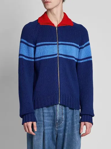 Marni Men's Colorblocked Cotton Zip-Front Cardigan | Thumbnail 4 Marni Men's Colorblocked Cotton Zip-Front Cardigan | Thumbnail 4
