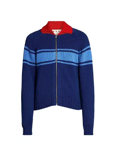 Marni Men's Colorblocked Cotton Zip-Front Cardigan | Thumbnail 1 Marni Men's Colorblocked Cotton Zip-Front Cardigan | Thumbnail 1
