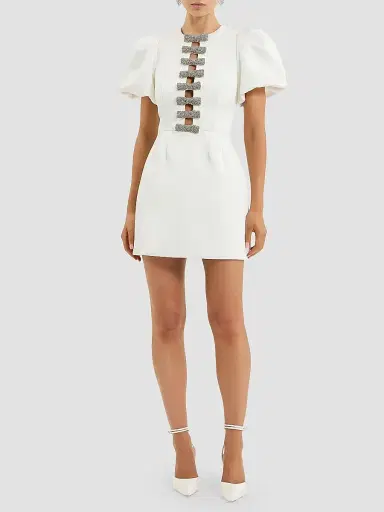 Rebecca Vallance Women's Blaise Embellished-Bow Puff-Sleeve Minidress - | Thumbnail 2 Rebecca Vallance Women's Blaise Embellished-Bow Puff-Sleeve Minidress - | Thumbnail 2