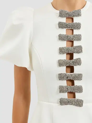 Rebecca Vallance Women's Blaise Embellished-Bow Puff-Sleeve Minidress - | Thumbnail 6 Rebecca Vallance Women's Blaise Embellished-Bow Puff-Sleeve Minidress - | Thumbnail 6