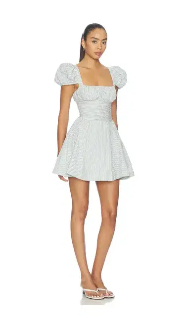 For Love & Lemons Saltwater Striped Linen Puff Sleeve Mini Dress | Thumbnail 2 For Love & Lemons Saltwater Striped Linen Puff Sleeve Mini Dress | Thumbnail 2