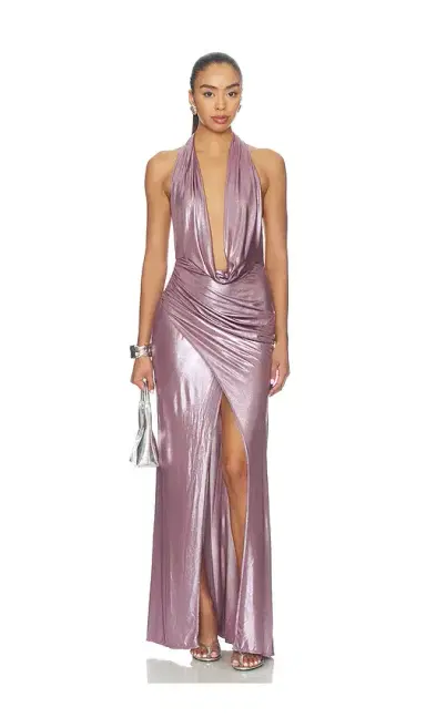 Lapointe Deep Cowl Neck Shirred Gown | Thumbnail 1 Lapointe Deep Cowl Neck Shirred Gown | Thumbnail 1