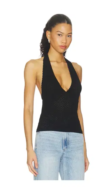 Alice + Olivia Alice + Olivia Pearl Pointelle Tie Back Halter Top | Thumbnail 2 Alice + Olivia Alice + Olivia Pearl Pointelle Tie Back Halter Top | Thumbnail 2