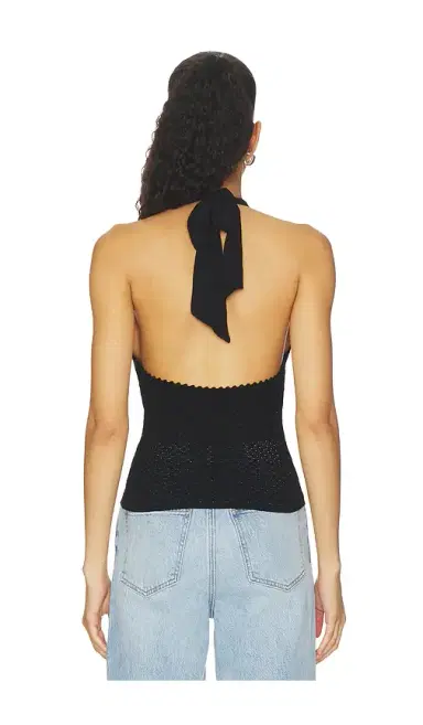 Alice + Olivia Alice + Olivia Pearl Pointelle Tie Back Halter Top | Thumbnail 3 Alice + Olivia Alice + Olivia Pearl Pointelle Tie Back Halter Top | Thumbnail 3