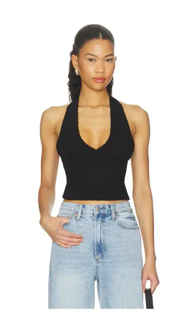 Alice + Olivia Alice + Olivia Pearl Pointelle Tie Back Halter Top | Thumbnail 1 Alice + Olivia Alice + Olivia Pearl Pointelle Tie Back Halter Top | Thumbnail 1