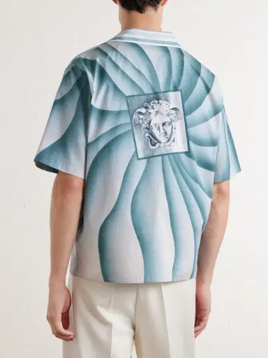 Versace Camp-Collar Cotton-Poplin Shirt - Men | Thumbnail 4 Versace Camp-Collar Cotton-Poplin Shirt - Men | Thumbnail 4