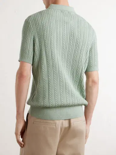 Polo Ralph Lauren Logo-Embroidered Cable-Knit Cotton Polo Shirt - Men | Thumbnail 4 Polo Ralph Lauren Logo-Embroidered Cable-Knit Cotton Polo Shirt - Men | Thumbnail 4