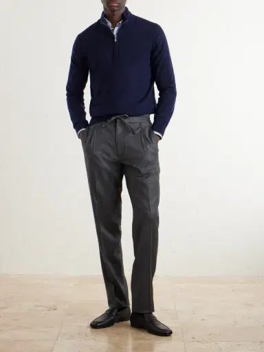Lardini Straight-Leg Wool and Cashmere-Blend Flannel Trousers - Men | Thumbnail 2 Lardini Straight-Leg Wool and Cashmere-Blend Flannel Trousers - Men | Thumbnail 2